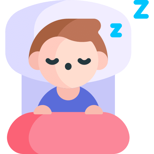 Tecknad kille som sover i en säng